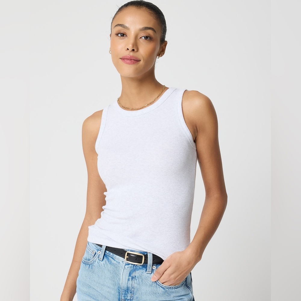 J Crew High Neck Ribbed Tank Top in White Size Small $34.50 Style BG877
